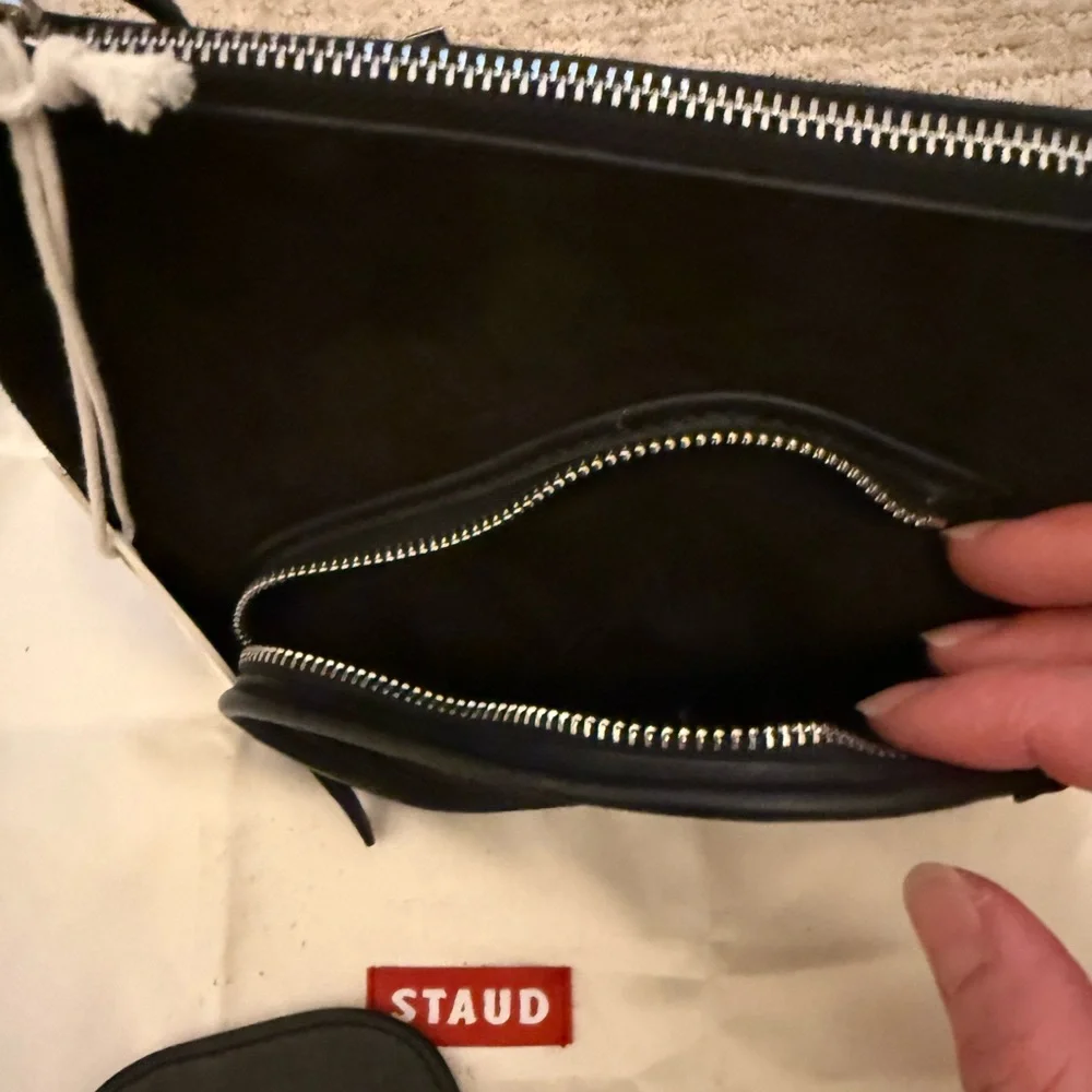 STAUD Black Suede Ace Pickle Ball Paddle Crossbody Bag - Picture 7 of 8